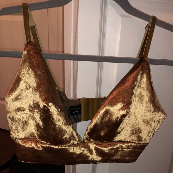 Tops - Chrissy Teigen x Revolve gold velvet bralette